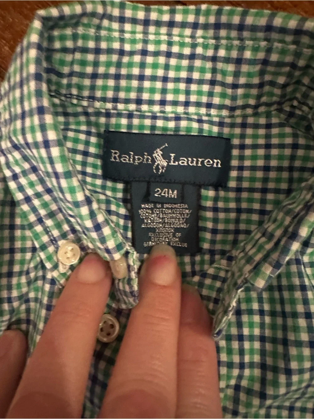 Ralph Lauren Green & Blue Plaid Button-Down Shirt, 24 months